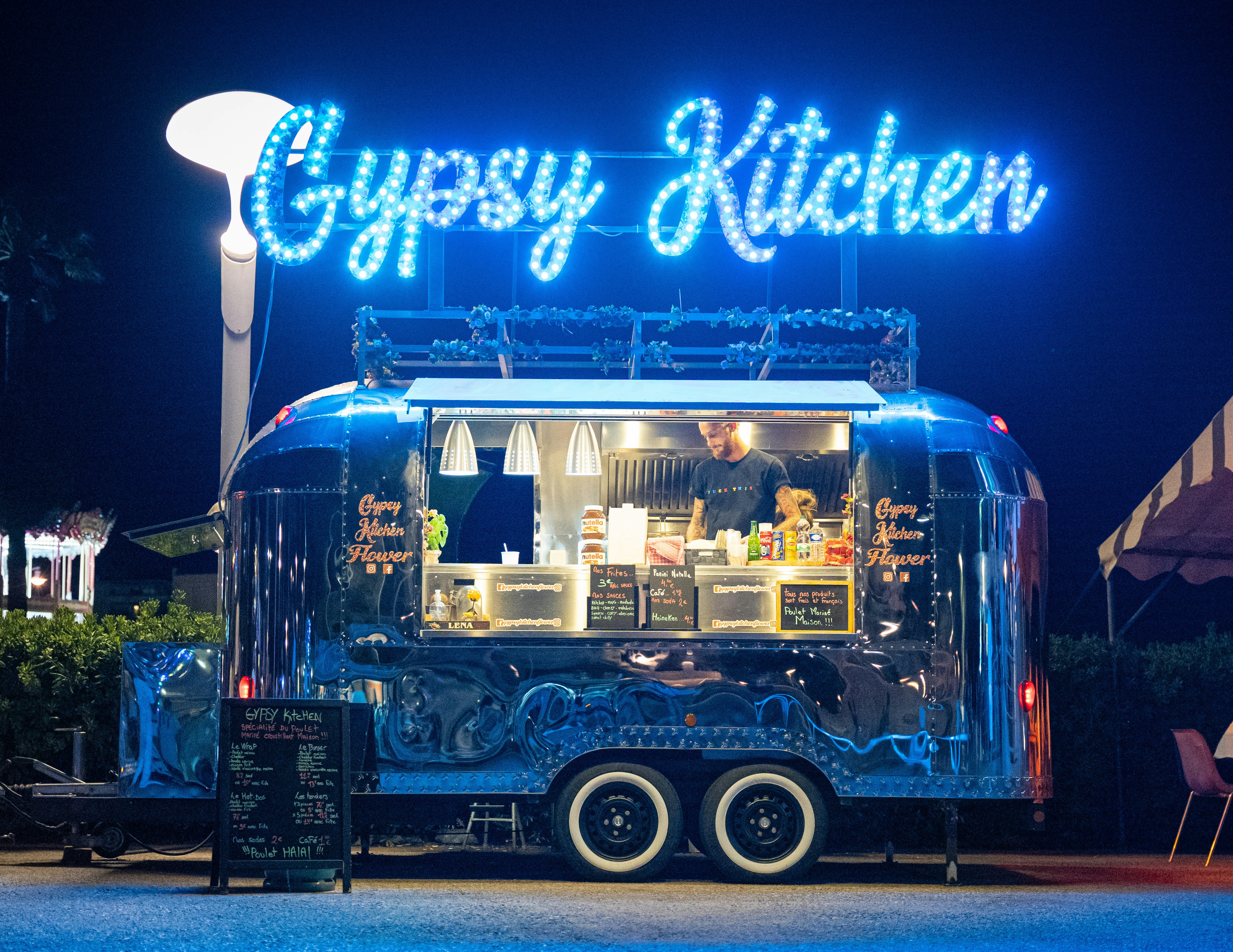 A food truck using a modern point-of-sale system