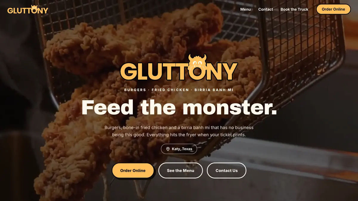 Gluttony website on a laptop