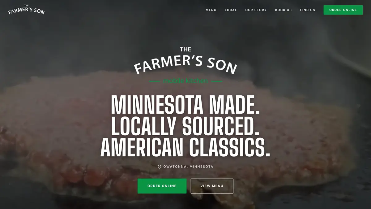 The Farmer's Son website on a laptop